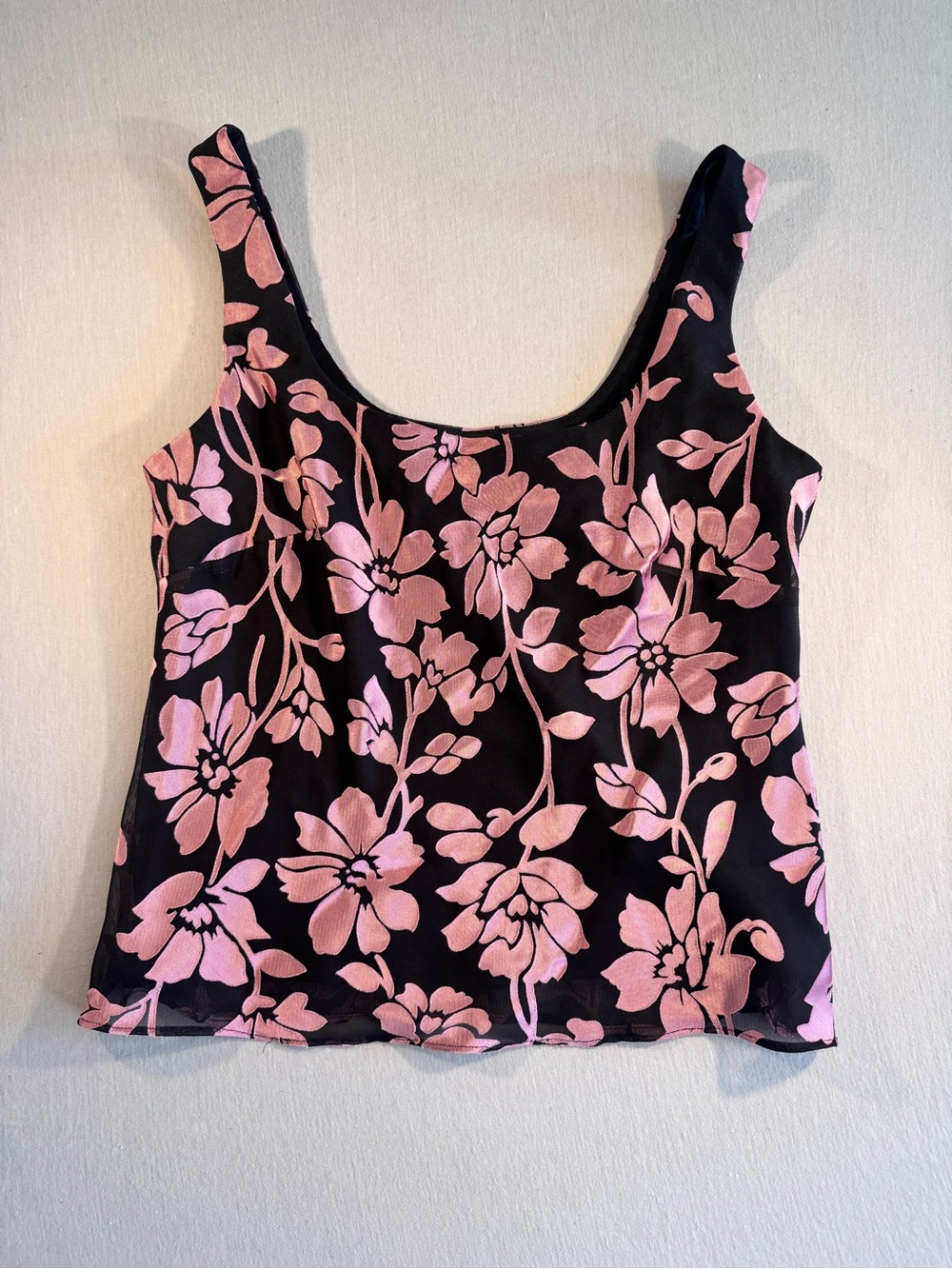 Vintage Alex Evenings Y2K Pink Floral Mesh Tank Top